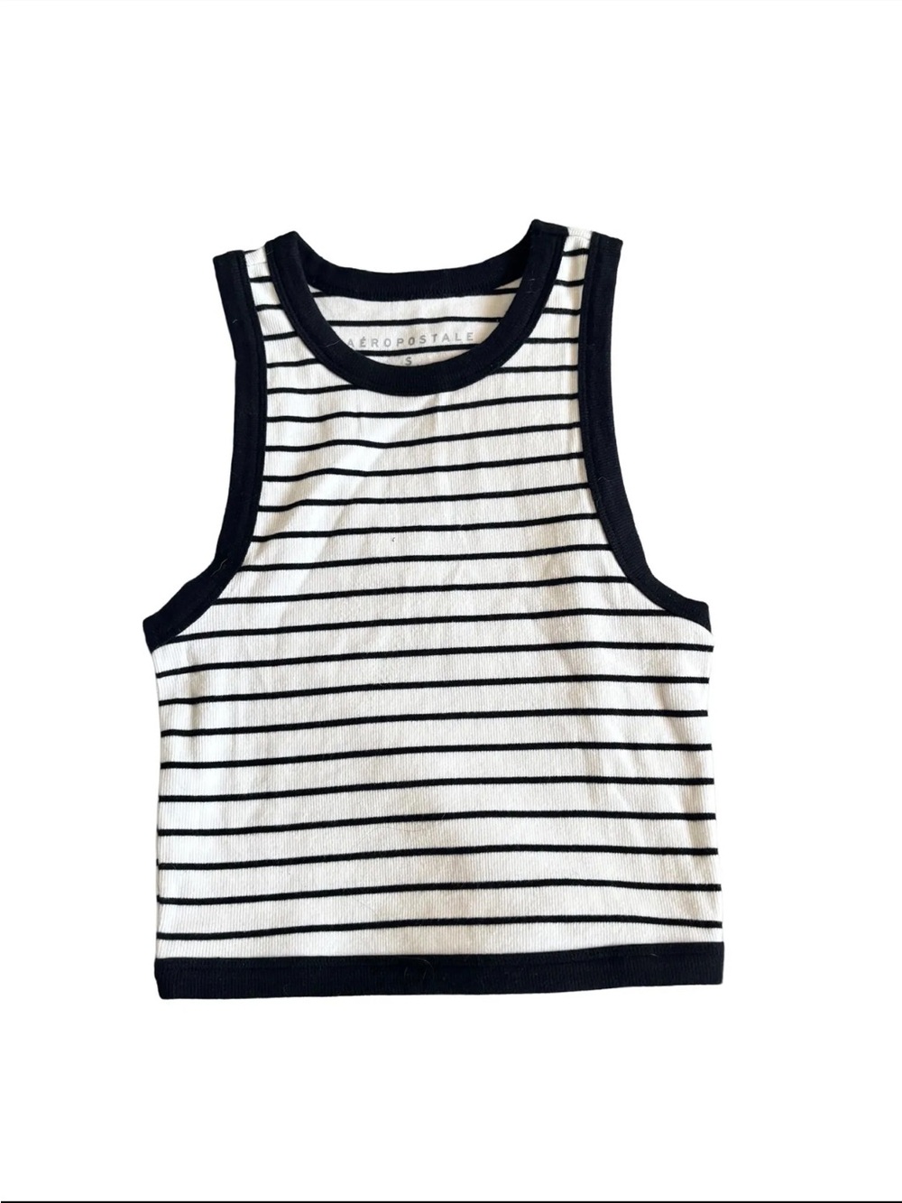 Aeropostale Black & White Striped Tank Top Small